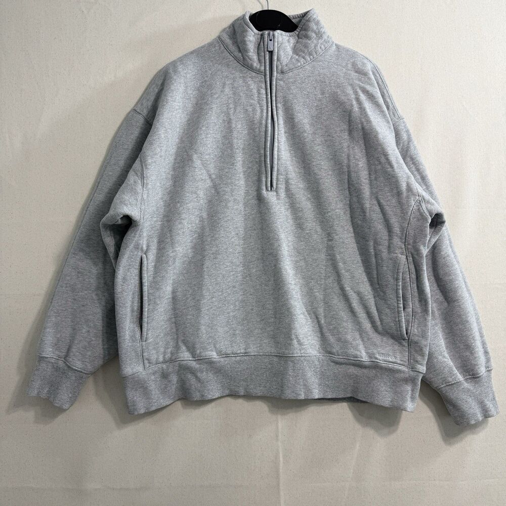 Aritzia Sweatfleece Cozy Fleece Boyfriend Half Zip Sweatshirt Gray Size Medium